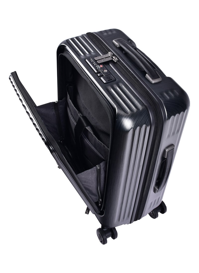 eminent Hard Shell Travel Bag Alfred Front Loading Business Carry On Luggage trolley with Built in 2 sided TSA Compatible Combination Lock and USB Port KK50B Black  - Image 4