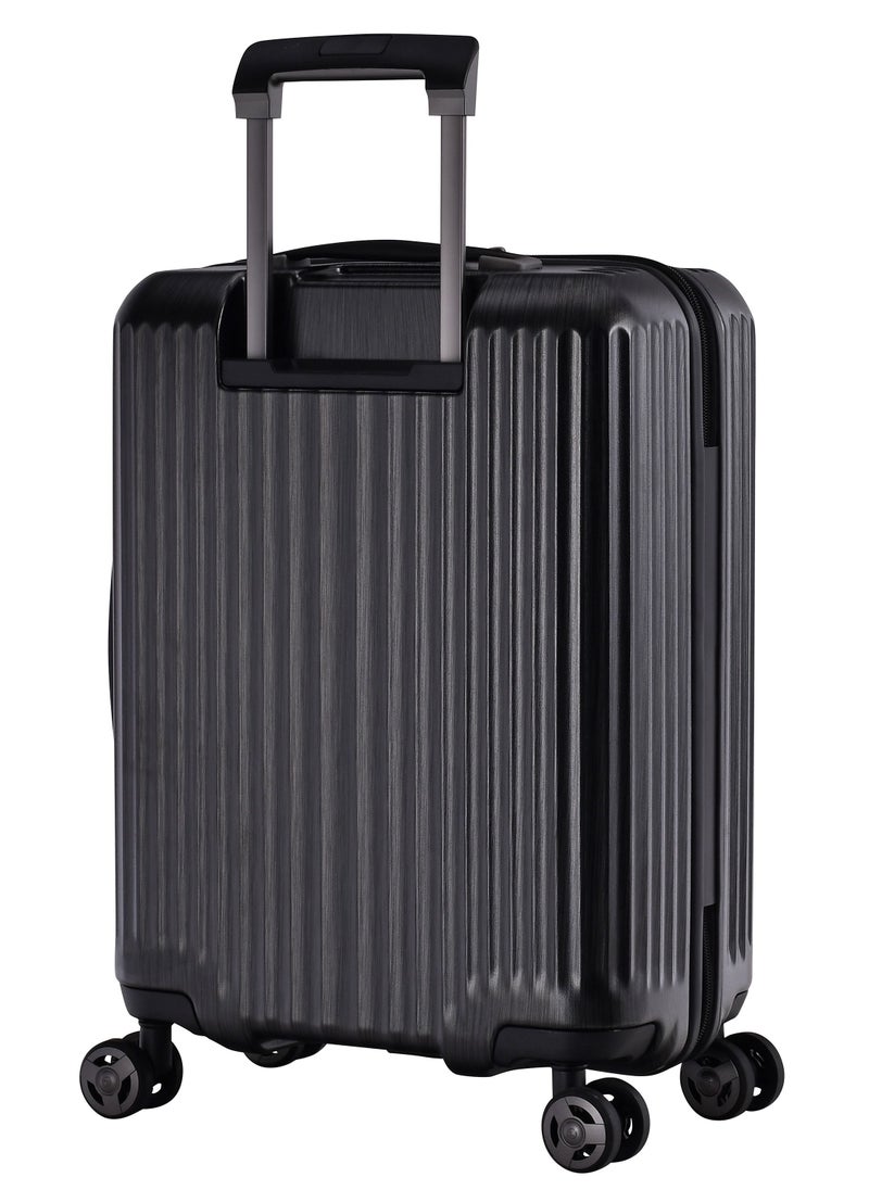 eminent - Hard Shell Travel Bag Alfred Front Loading Business Carry On Luggage trolley with Built in 2 sided TSA Compatible Combination Lock and USB Port KK50B Black - Image 1