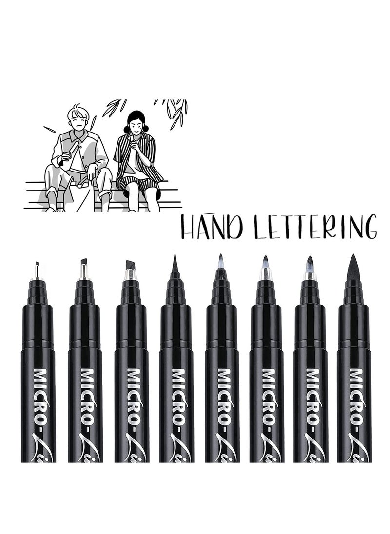 SYOSI Calligraphy Brush Pen, Hand Lettering Pens, Art Markers Brush Pens for Beginners Writing, Sketching, Art Drawing, Illustration, Scrapbooking, Journaling, Black Ink Pen Set, 8 Sizes  - Image 1