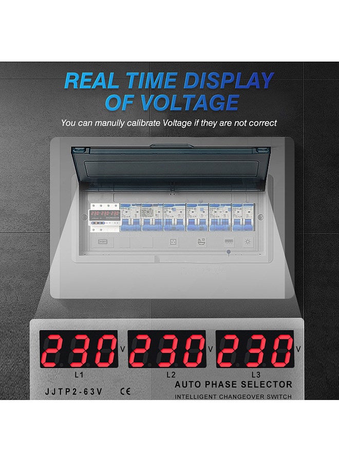 Multifunctional Microcontroller Based 3P Voltage Protector Digital Display Voltage Meter Adjustable Voltage Protective Device with Automatic Phase Switching Function