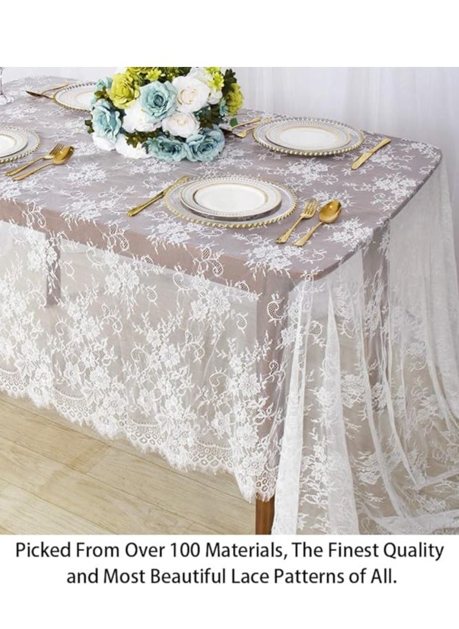 LYNLYN - Lace Tablecloth,Tablecloth Lace Fabric 60x120 inches Vintage Lace Overlay for Rectangle Outdoor Party Decoration Classic Tablecloth for Birthday Wedding Decorations - Image 1