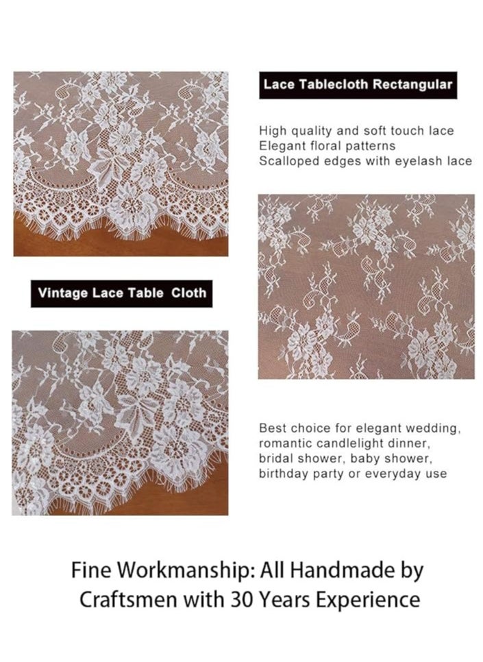 LYNLYN - Lace Tablecloth,Tablecloth Lace Fabric 60x120 inches Vintage Lace Overlay for Rectangle Outdoor Party Decoration Classic Tablecloth for Birthday Wedding Decorations - Image 1