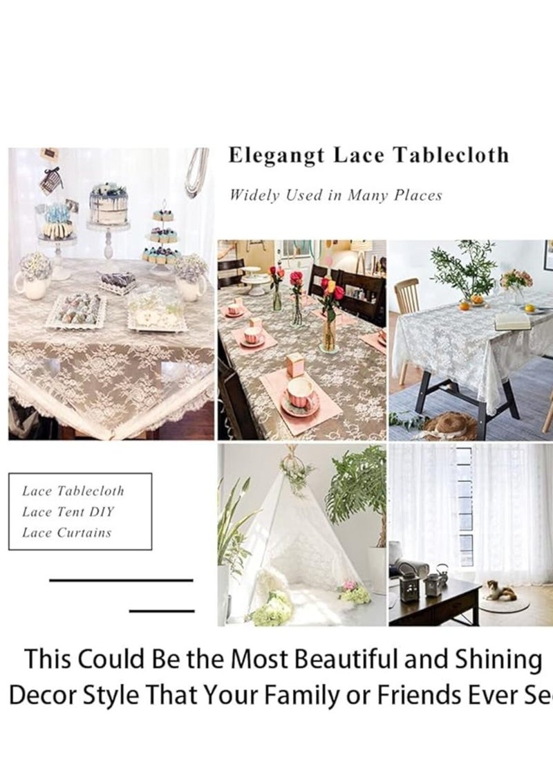 LYNLYN - Lace Tablecloth,Tablecloth Lace Fabric 60x120 inches Vintage Lace Overlay for Rectangle Outdoor Party Decoration Classic Tablecloth for Birthday Wedding Decorations - Image 1