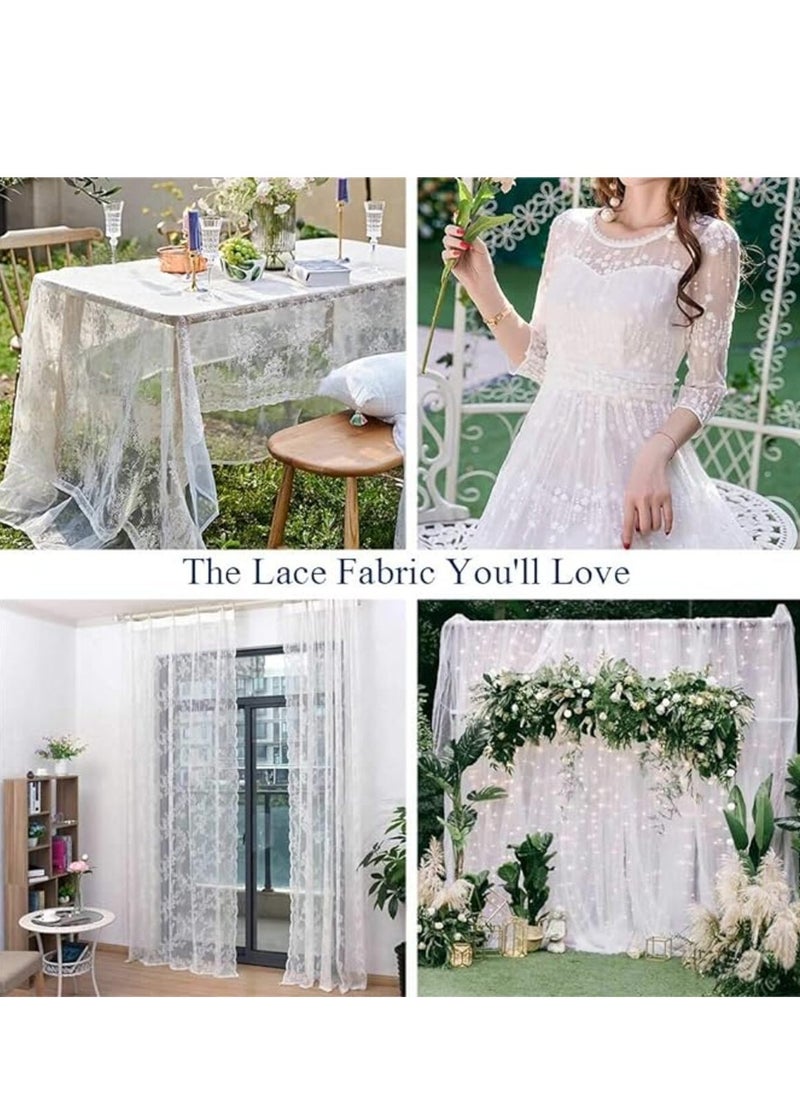 LYNLYN - Lace Tablecloth,Tablecloth Lace Fabric 60x120 inches Vintage Lace Overlay for Rectangle Outdoor Party Decoration Classic Tablecloth for Birthday Wedding Decorations - Image 1