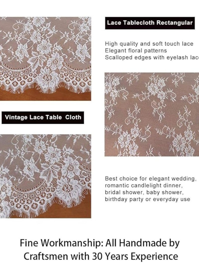 LYNLYN - Lace Tablecloth,Tablecloth Lace Fabric 60x120 inches Vintage Lace Overlay for Rectangle Outdoor Party Decoration Classic Tablecloth for Birthday Wedding Decorations - Image 1