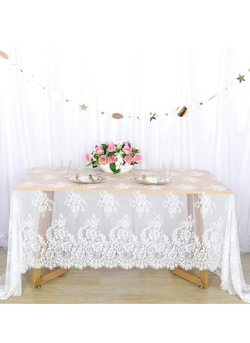 LYNLYN - Lace Tablecloth,Tablecloth Lace Fabric 60x120 inches Vintage Lace Overlay for Rectangle Outdoor Party Decoration Classic Tablecloth for Birthday Wedding Decorations - Image 1
