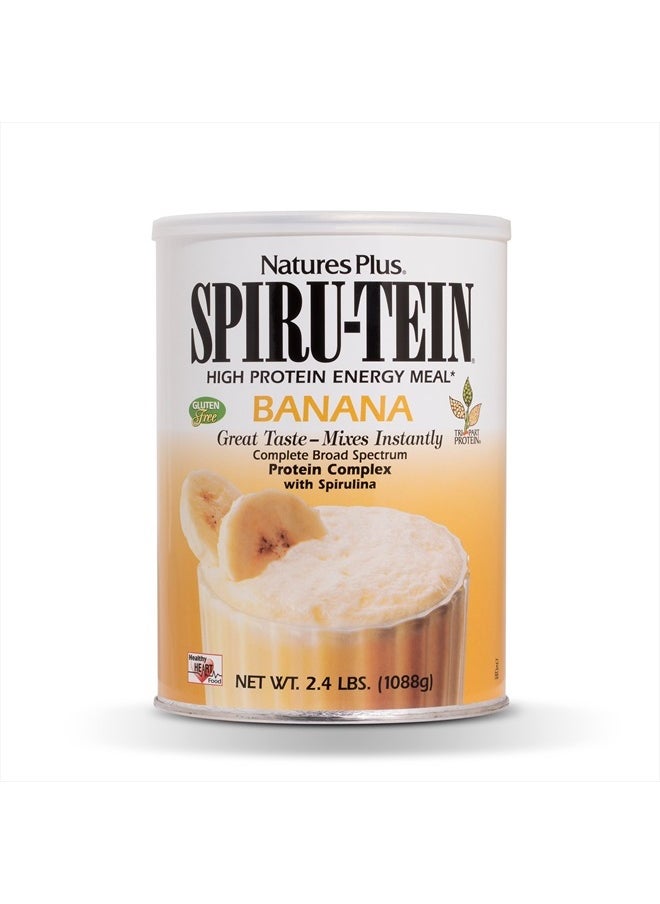 Natures Plus - NaturesPlus SPIRU-TEIN Shake - Banana Flavor - 2.4 lbs, Spirulina Protein Powder - Plant Based Meal Replacement, Vitamins & Minerals For Energy - Vegetarian, Gluten-Free - 32 Servings - Image 1