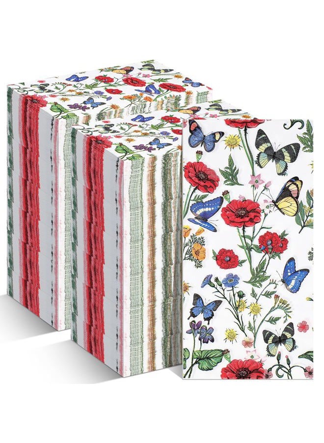 Outus 200 Pcs Spring Floral Guest Napkins 3 Ply Vintage Butterfly Themed Guest Towels Summer Wildflower Fancy Napkins Disposable Hand Towels for Wedding Baby Shower Anniversary Birthday Holiday Party - Image 1