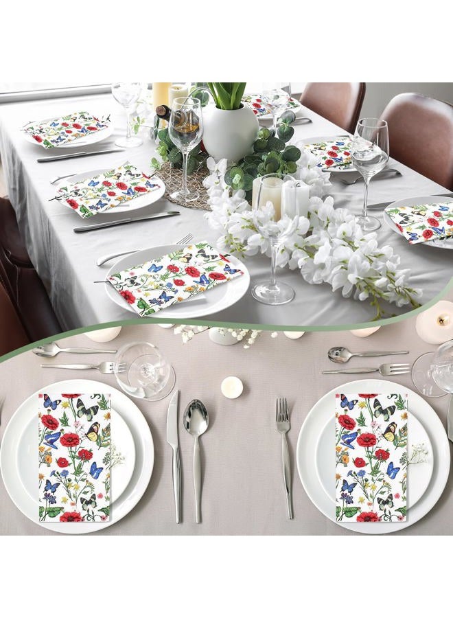 Outus 200 Pcs Spring Floral Guest Napkins 3 Ply Vintage Butterfly Themed Guest Towels Summer Wildflower Fancy Napkins Disposable Hand Towels for Wedding Baby Shower Anniversary Birthday Holiday Party - Image 5