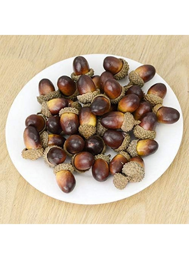 ONWON 100Pcs Simulation Artificial Lifelike Small Acorn With Natural Acorn Cap For Diy Decoration Crafting Home House Kitchen Decor - Fake Fruit Props Acorns  - Image 3