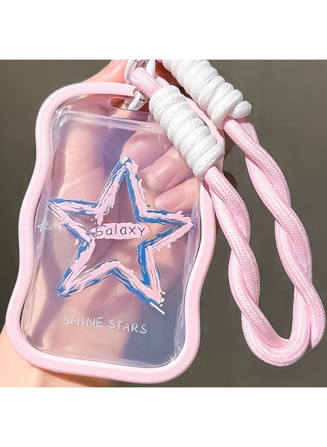 NIBEMINENT 1 - Piece Graffiti Stars Kpop Photo Card Holder Pendant Key Chain ID Badge Holder ID Card Holder Photo Card Protector for School ID Office ID Access Card for Women Girls