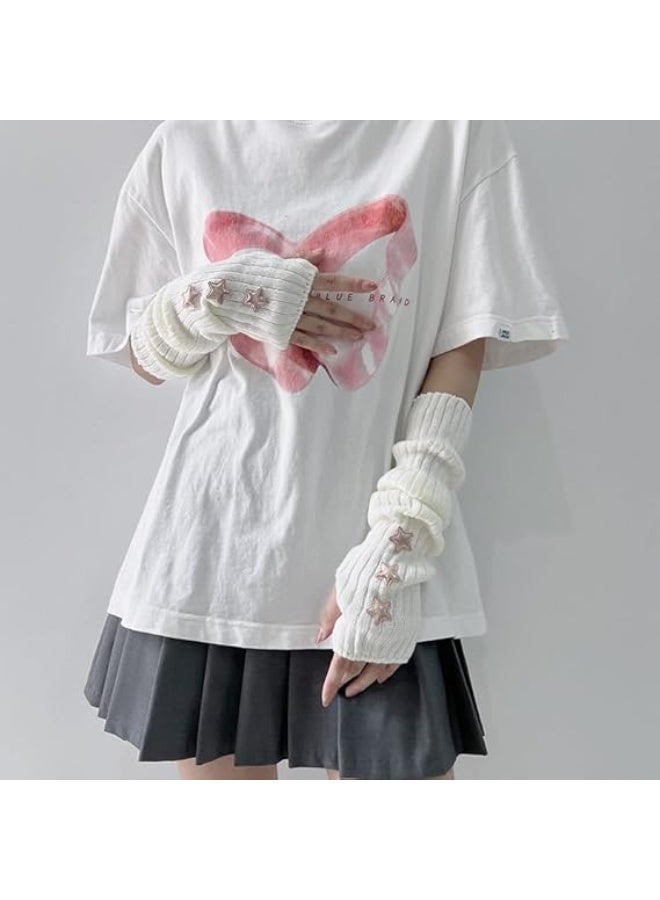 ChicAbode Arm Warmers, Y2k Fingerless Gloves For Women Girls, Cute Fall Winter Arm Sleeves, Grunge Accessories Harajuku Fashion - Image 2