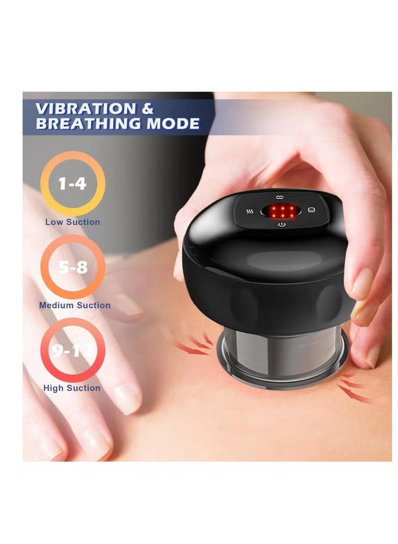مجموعة حجامة كهربائية الة علاج الحجامة الكهربائية الذكية بضوء احمر , مدلك قابل لاعادة الشحن للرقبة والظهر - Image 3
