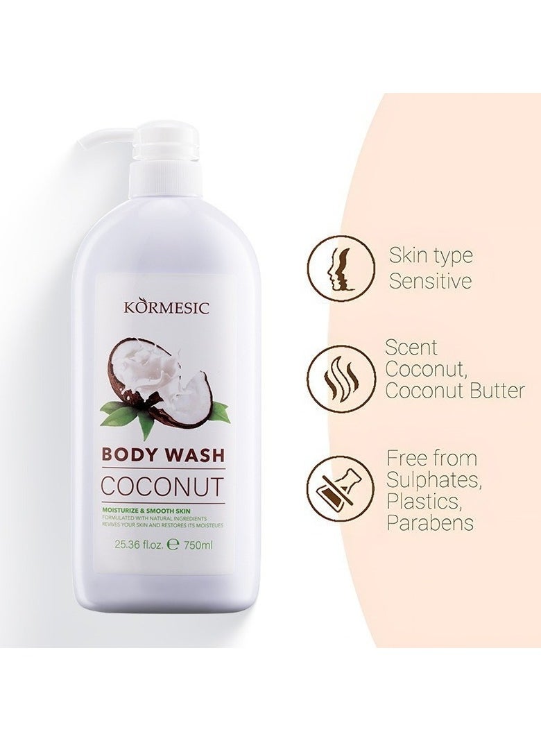 Kormesic - Coconut Body Wash - 750ml Deep Hydrating Body Wash - Image 1