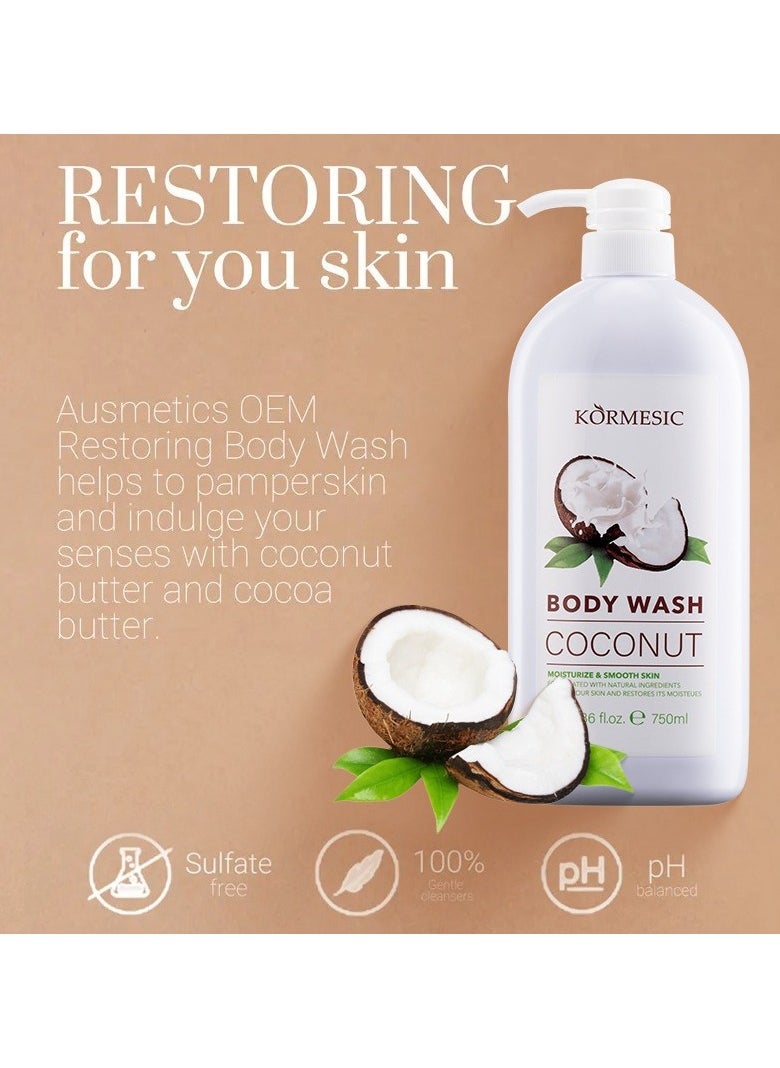 Kormesic - Coconut Body Wash - 750ml Deep Hydrating Body Wash - Image 1