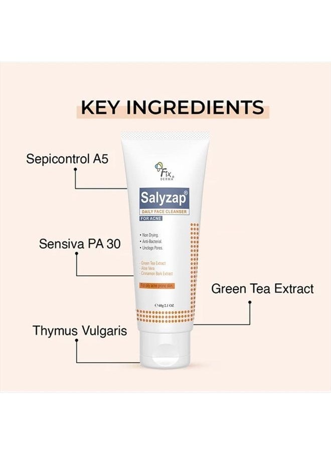FIXDERMA 2% Salicylic Acid Face Cleanser, Salyzap Daily Face Cleanser for Acne | Face Wash for Women & Men | Sutable for Oily Skin, Acne Prone & Sensitive Skin - 2.1 Fl Oz  - Image 4