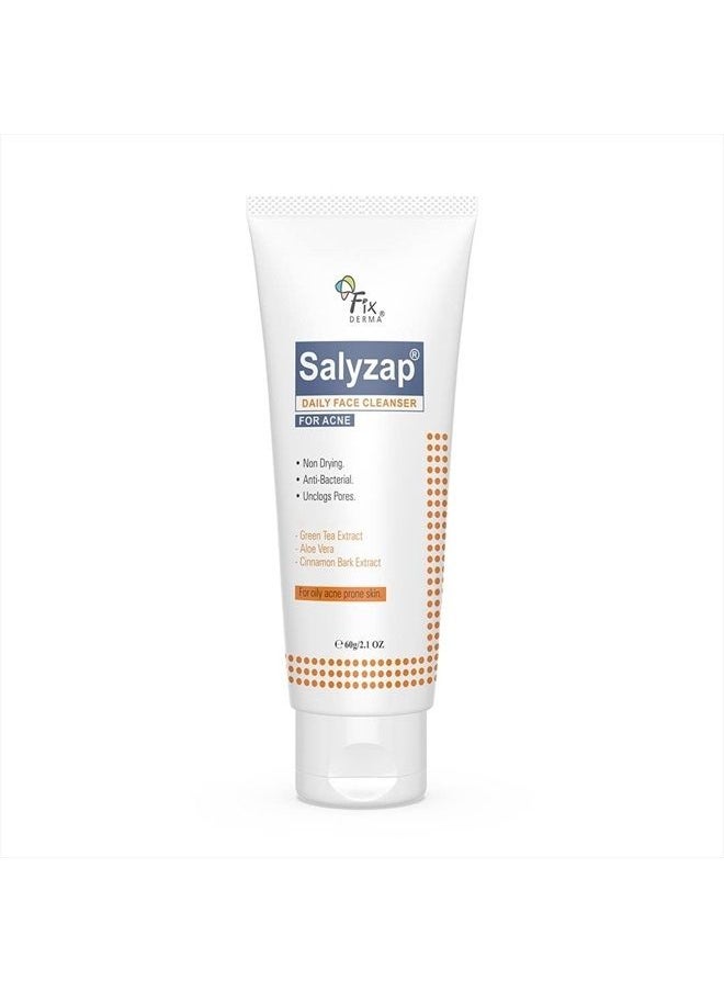 FIXDERMA 2% Salicylic Acid Face Cleanser, Salyzap Daily Face Cleanser for Acne | Face Wash for Women & Men | Sutable for Oily Skin, Acne Prone & Sensitive Skin - 2.1 Fl Oz  - Image 1