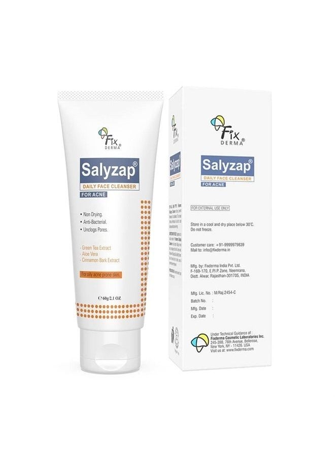 FIXDERMA 2% Salicylic Acid Face Cleanser, Salyzap Daily Face Cleanser for Acne | Face Wash for Women & Men | Sutable for Oily Skin, Acne Prone & Sensitive Skin - 2.1 Fl Oz  - Image 2