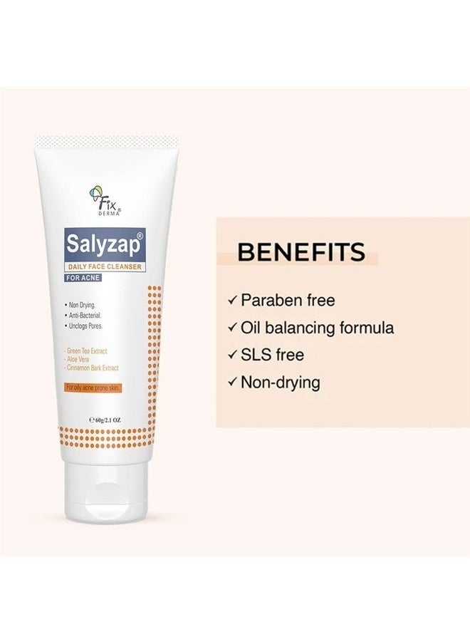 FIXDERMA 2% Salicylic Acid Face Cleanser, Salyzap Daily Face Cleanser for Acne | Face Wash for Women & Men | Sutable for Oily Skin, Acne Prone & Sensitive Skin - 2.1 Fl Oz  - Image 3