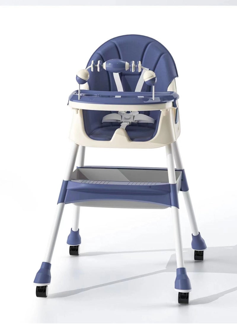 Baby High Chair Height Adjustable High Chairs for Babies and Toddler with Easy Clean Pu Cushion Removable Tray Adjustable Feet 5 Point Safety Harness Modern Toddler High Chair