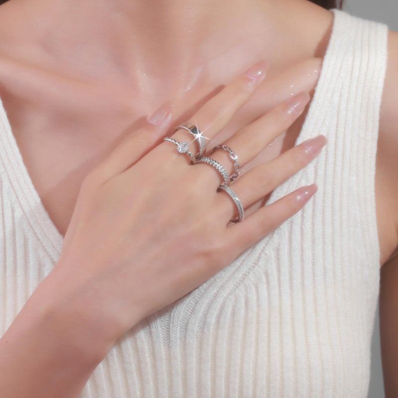 PLOMFOV Silver Rings for Women Set Stackable Knuckle Rings Thin Dainty Simple Band Silver Ring Trendy Thumb Stacking Ring Pack Size Silver 11 - Image 3