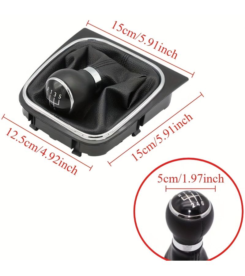Leather Wrapped 5 Speed Manual Shift Knob With Dust Cover For VW Golf Jetta Rabbit - Image 2