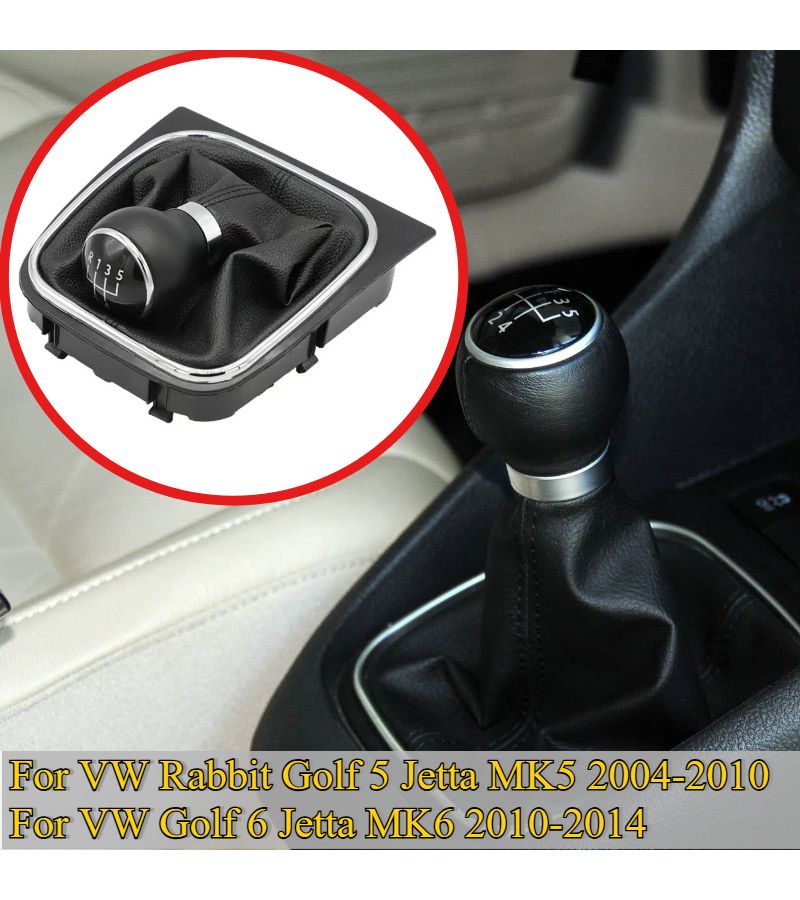 Leather Wrapped 5 Speed Manual Shift Knob With Dust Cover For VW Golf Jetta Rabbit - Image 3
