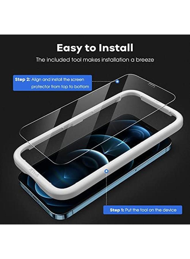 Jetech Full Coverage Screen Protector For Iphone 12 Pro Max 6.7 Inch Tempered Glass Film With Easy Installation Tool Case Friendly Hd Clear 3 Pack - Image 4