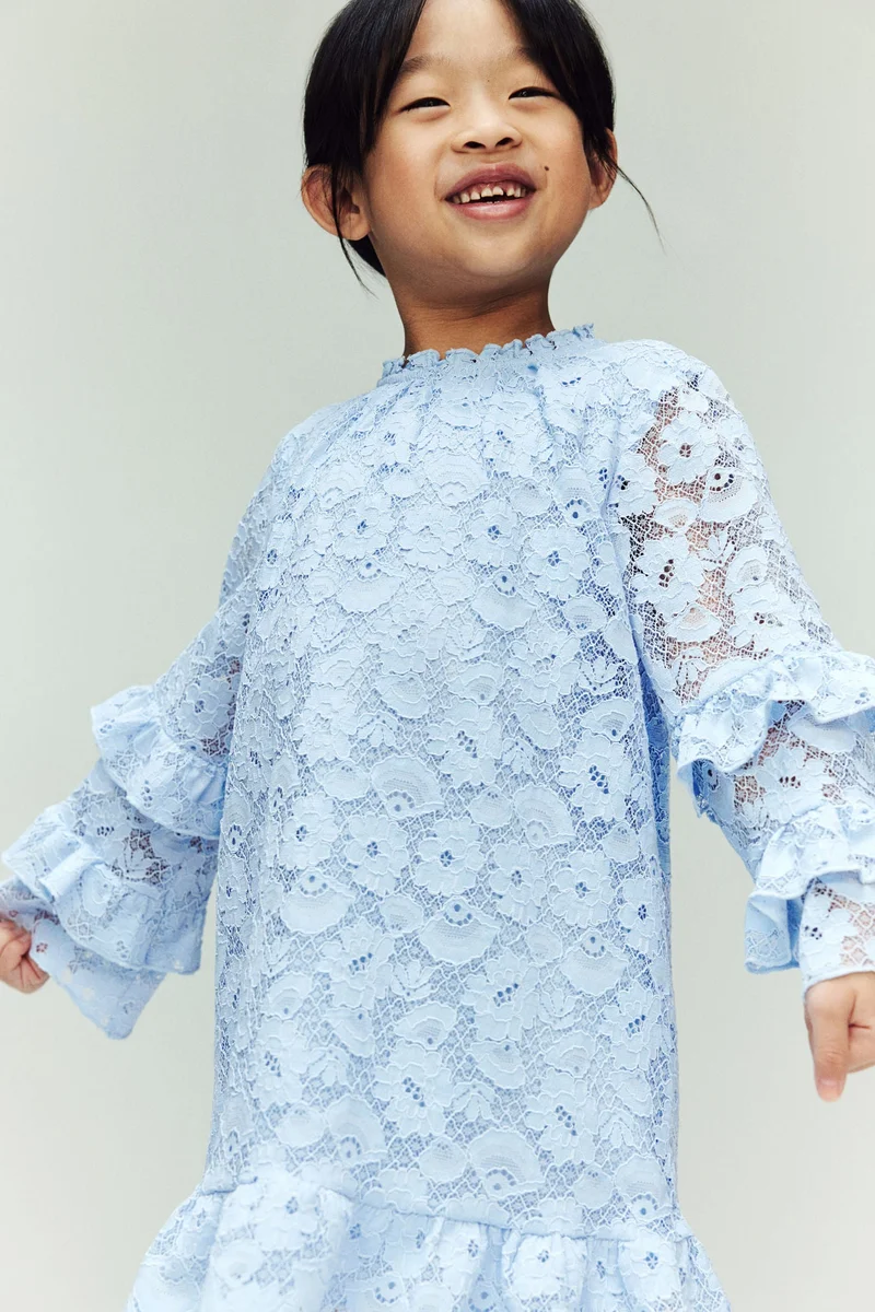 H&M Frill-trimmed lace dress