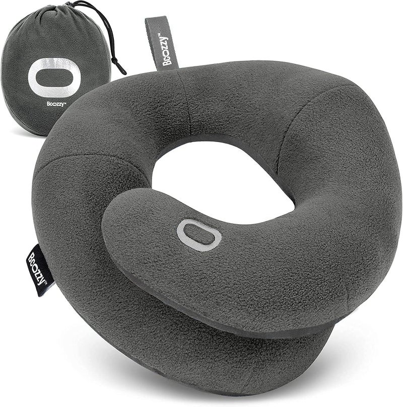 BCOZZY Neck Pillow for Travel Provides Double Support to The Head, Neck, and Chin in Any Sleeping Position on Flights, Car, and at Home, Comfortable Airplane Travel Pillow, Size X- Large, Gray - Image 1