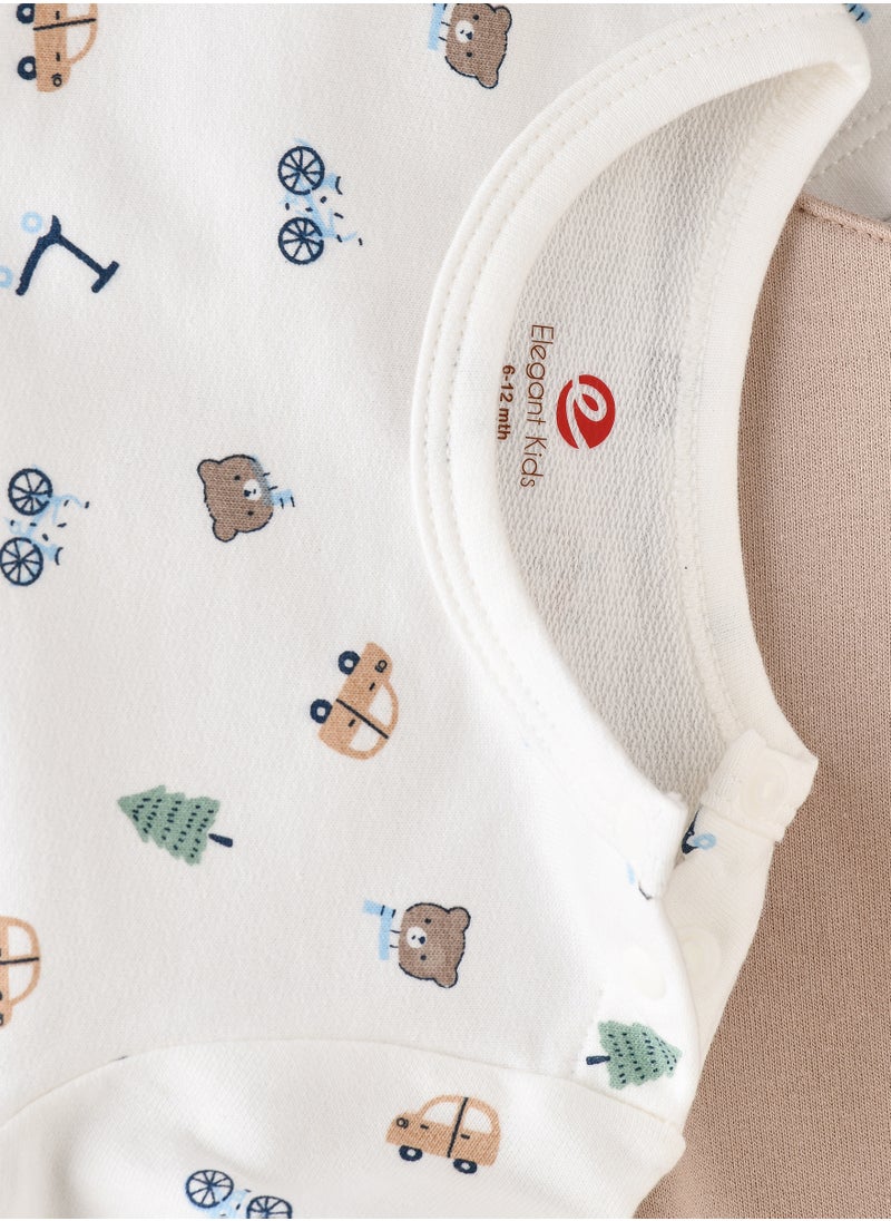 Elegant Kids Baby Boy Beige 'Little Cuddle' Overalls and Printed Long-Sleeve Set  - Image 4