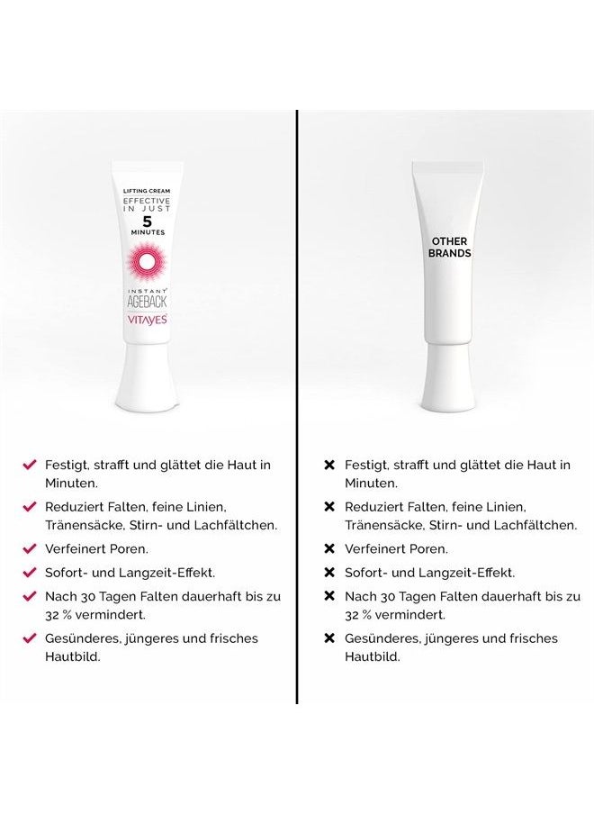Vitayes - Instant Ageback Ageless Facelift Cream For Instant Under Eye Bag Removal, Dark Circles and Fine Lines (7 ml Tube) - Image 1