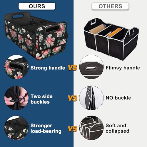 Deosk Car Trunk Organizer for SUV, Car Organizers and Storage with 6 Pocket, Car Accessories for Women/Men 50L Waterproof Polyester Trunk Organizer(Medium, Floral) - Image 2
