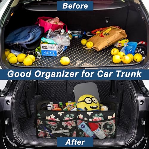 Deosk Car Trunk Organizer for SUV, Car Organizers and Storage with 6 Pocket, Car Accessories for Women/Men 50L Waterproof Polyester Trunk Organizer(Medium, Floral) - Image 5