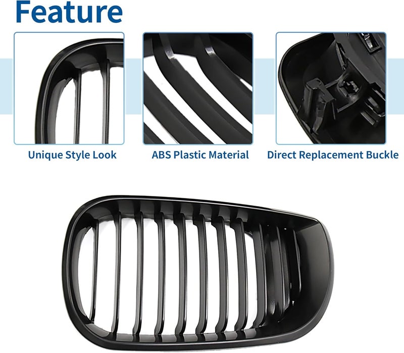 uxcell Car Auto Matte Black Front Hood Kidney Grille for BMW E46 2002-2005 - Image 4