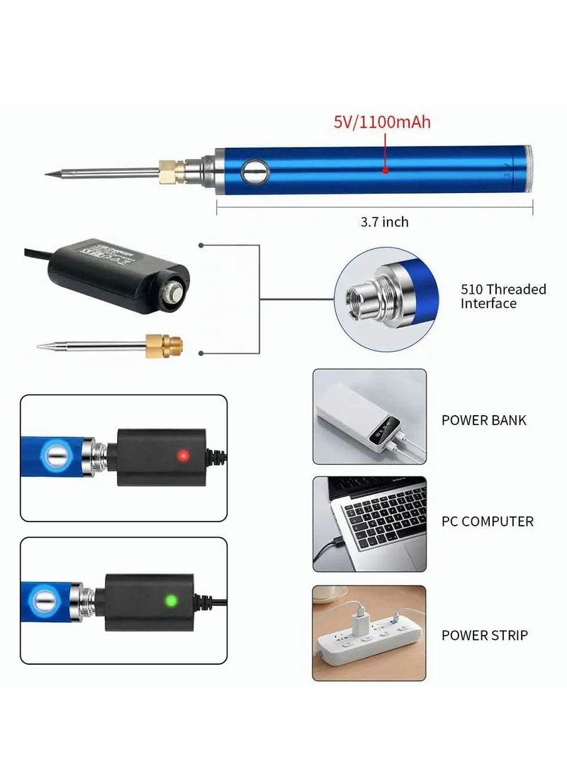 Portable USB Cordless Soldering Iron Kit, Wireless Rechargeable Battery Powered, Charging Welding Tool 510 Gun Pen Electronic Kit - Image 3
