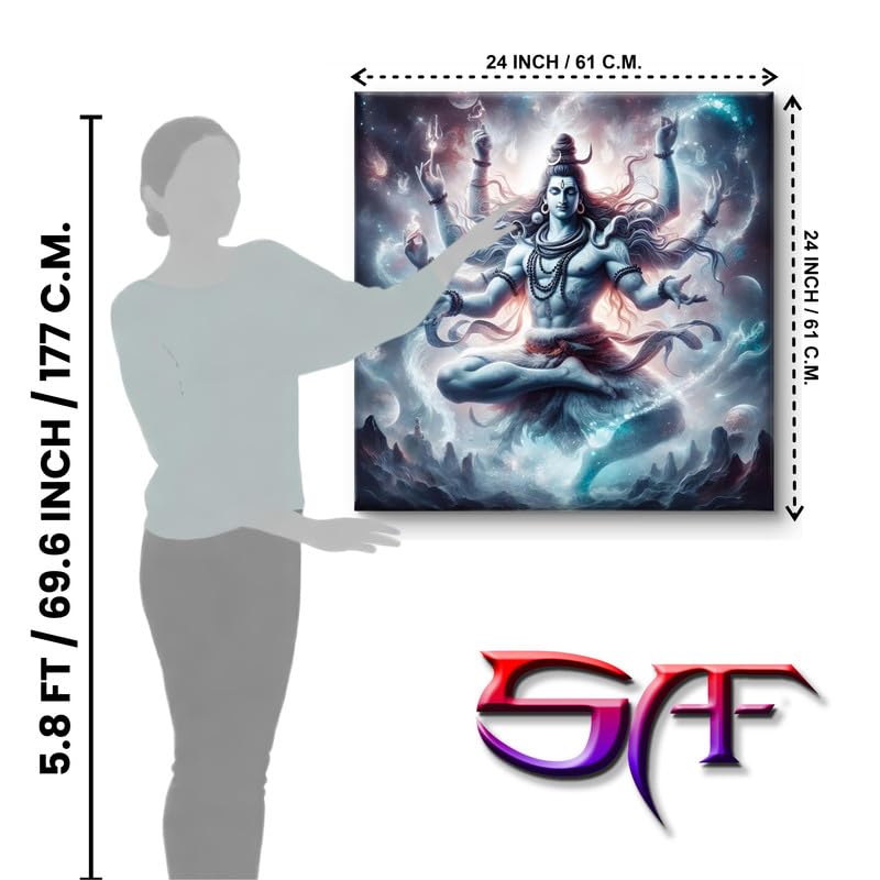 SAF لوحة قماشية مزينة بإطار خشبي للإله شيف للديكور المنزلي والمكتبي || لوحة ديكور منزلي، غرفة المعيشة، غرفة النوم، ديكور غرفة المكتب - لوحة لتزيين الجدران CV-38126 - Image 3