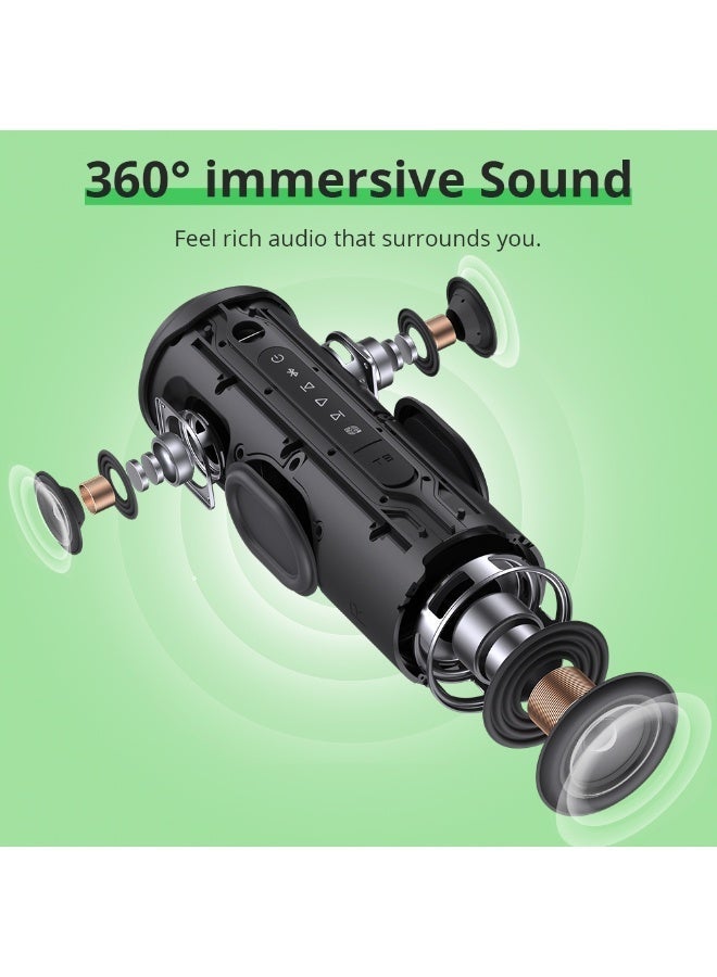 Tronsmart T8 Portable Bluetooth Speaker 40W Boom with 360° Surround Sound, Custom EQ via APP, IPX7 Waterproof, Dual pairing, 18H Playtime BeatSync Lights, Bluetooth 5.3, Rotary Volume Control, Micro SD/TF Card (Grey) - Image 2