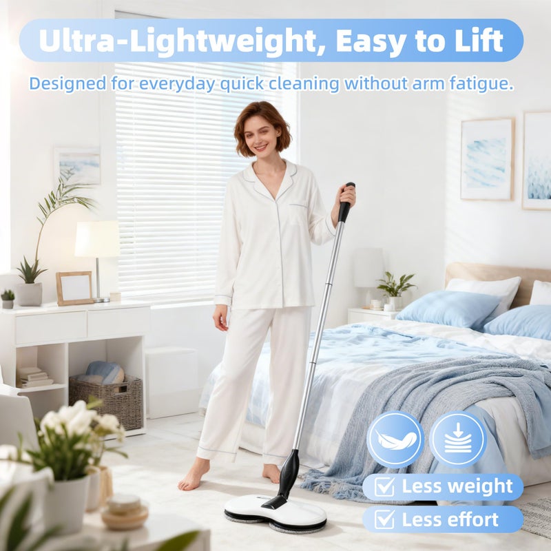 KOJEO Electric Mop for Floor Cleaning, As Seen On TV, Cordless Spin Mopper Motorised Electric Mops for Hardwood Tile Laminate Floor Daily Light Cleaning (No Water Tank) - Image 2