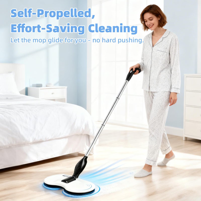 KOJEO Electric Mop for Floor Cleaning, As Seen On TV, Cordless Spin Mopper Motorised Electric Mops for Hardwood Tile Laminate Floor Daily Light Cleaning (No Water Tank) - Image 3