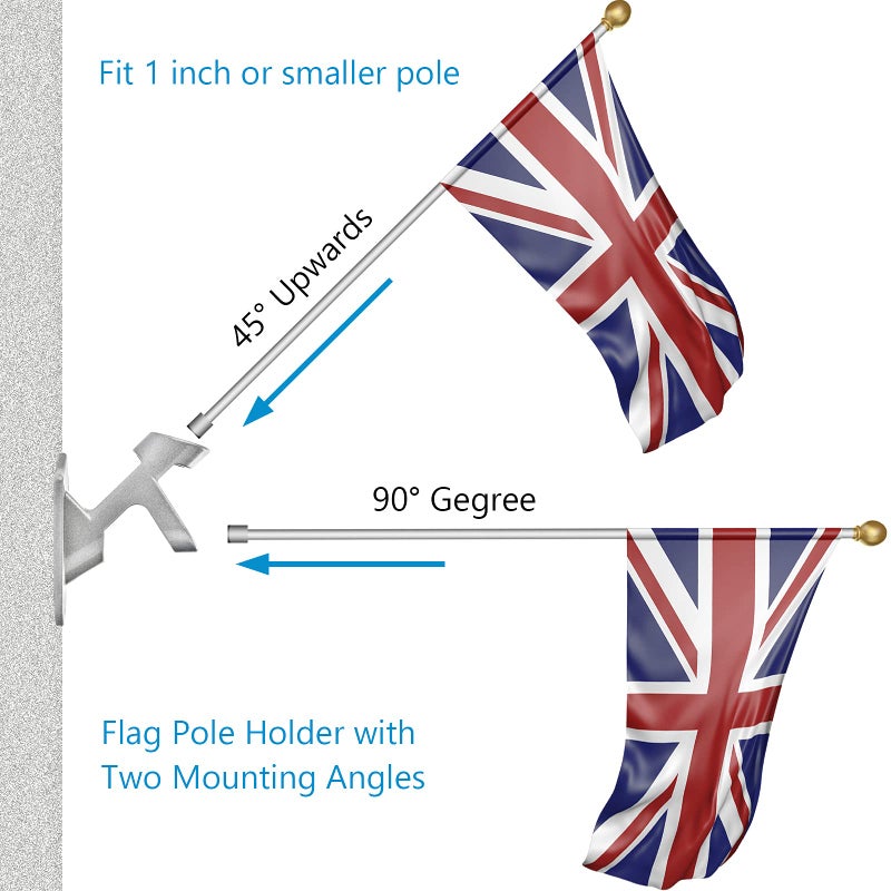 Haoridul Flag Pole Holder for Outside House, Heavy Duty Flag Pole Mounting Bracket, Aluminum Metal Flagpole Mount with Stainless Hardware for Outdoor, Strong and Rust Proof, 1" Inner Diameter (Silver-1Pack) - Image 3