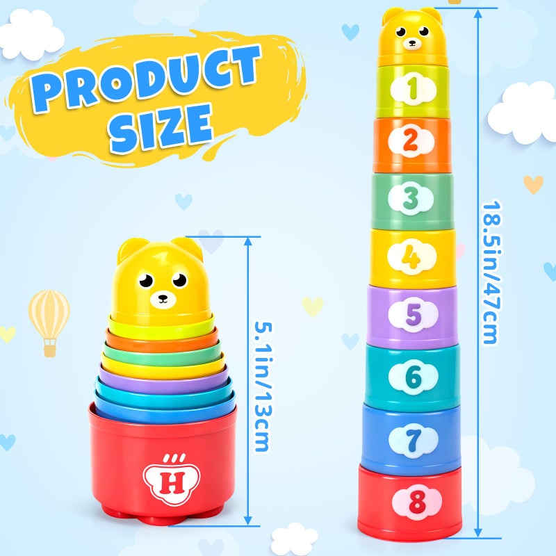 Ynanimery Stacking Cups Toys for Toddlers 1-3, Baby Toys Stacking Cups & Soft Blocks Teething Toy for Babies 6-12 Months Montessori Educational or Bath Fun - Image 5