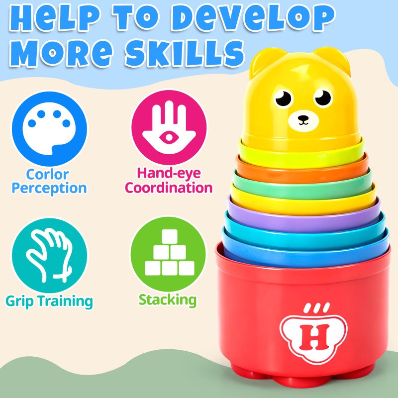 Ynanimery Stacking Cups Toys for Toddlers 1-3, Baby Toys Stacking Cups & Soft Blocks Teething Toy for Babies 6-12 Months Montessori Educational or Bath Fun - Image 3