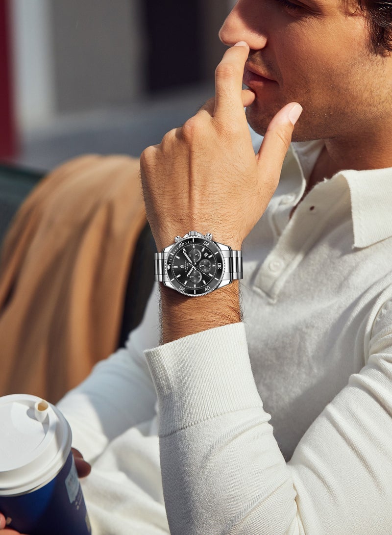 SAPPHERO Mens Watches Analog Quartz Chronograph Stainless Steel Watches for Men 50M Waterproof Men's Wrist Watches with Calendar Luxury Business Work Casual Watch Elegant Gifts for Men - Image 2