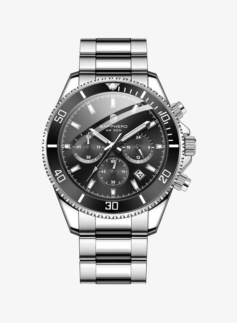 Sapphero 200 g SAPPHERO Mens Watches Analog Quartz Chronograph Stainless Steel Watches for Men 50M Waterproof Men's Wrist Watches with Calendar Luxury Business Work Casual Watch Elegant Gifts for Men for Men | Best Price UAE