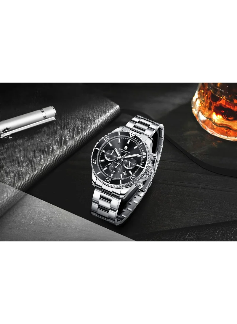 Sapphero 200 g SAPPHERO Mens Watches Analog Quartz Chronograph Stainless Steel Watches for Men 50M Waterproof Men's Wrist Watches with Calendar Luxury Business Work Casual Watch Elegant Gifts for Men for Men | Best Price UAE
