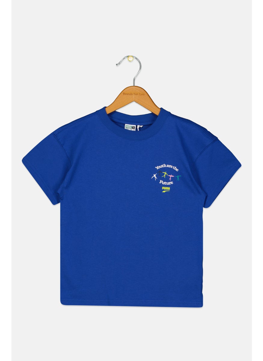 PUMA Kids Boy Sportswear Fit Short Sleeve Outdoor T Shirt, Blue  - Image 1