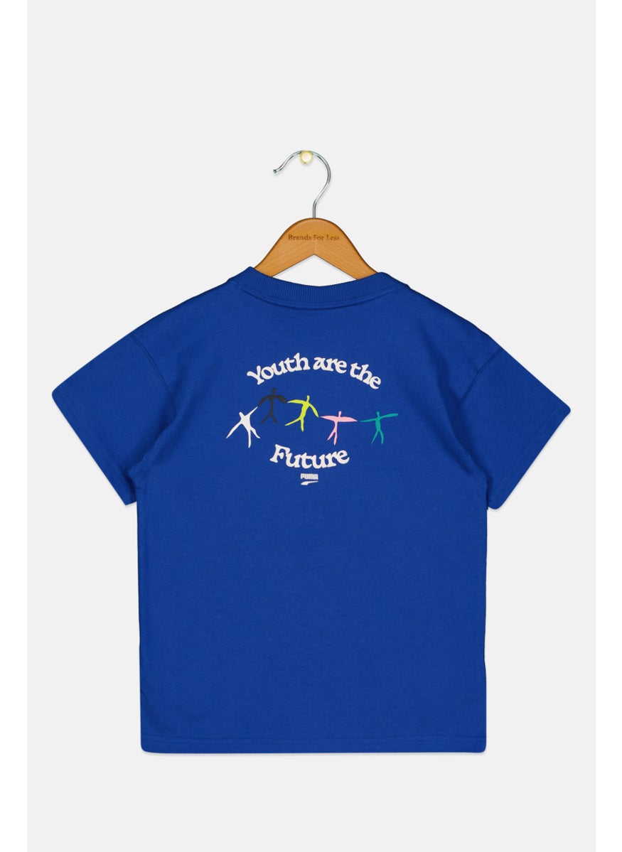 PUMA Kids Boy Sportswear Fit Short Sleeve Outdoor T Shirt, Blue  - Image 2