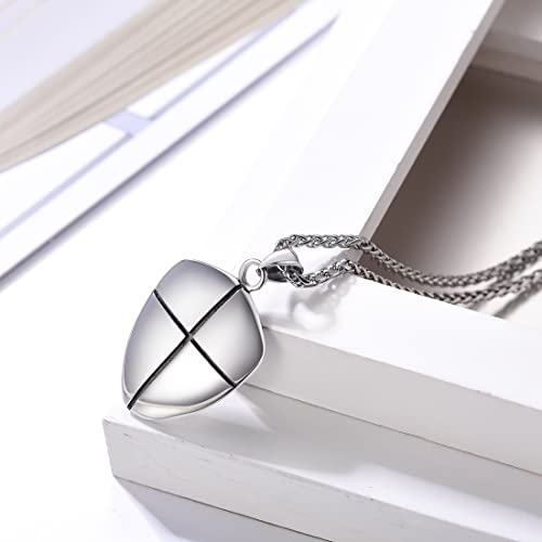 U7 Shield of Faith Pendant Chain 22 Inch Stainless Steel Joshua 1:9 Cross Amulet Necklace - Image 4