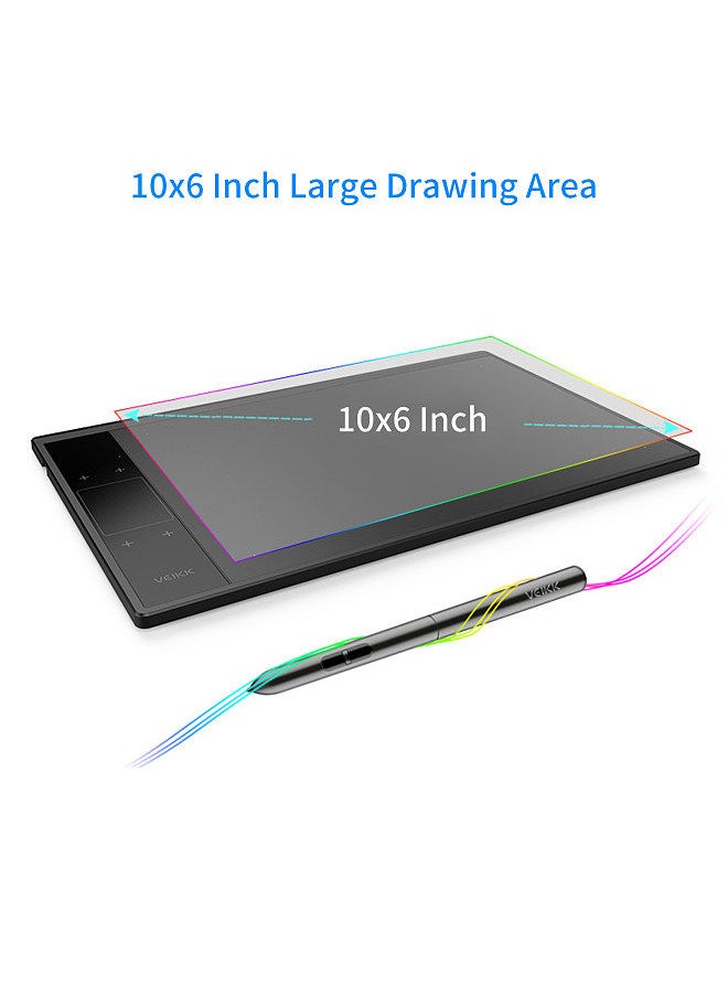 Veikk - A30 Graphics Drawing Tablet 10 x 6 Inch Large Active Area Smart Gesture Touch-Control 8192 Levels Pressure Art Graphics Tablet with Battery-free Stylus 8 Pen Nibs - Image 1